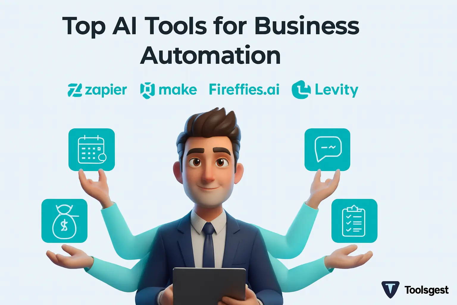 Featured Image to Show Top Ai tools for Business Automation by Toolsgest