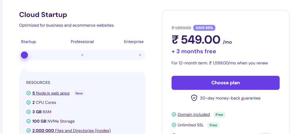 Cloude Hosting Plans by Hostinger 